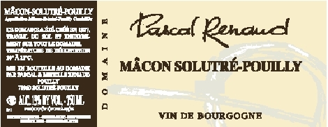 Macon Solutre Blanc, Macon Solutre (Renaud) (Société des Vins de Pizay)